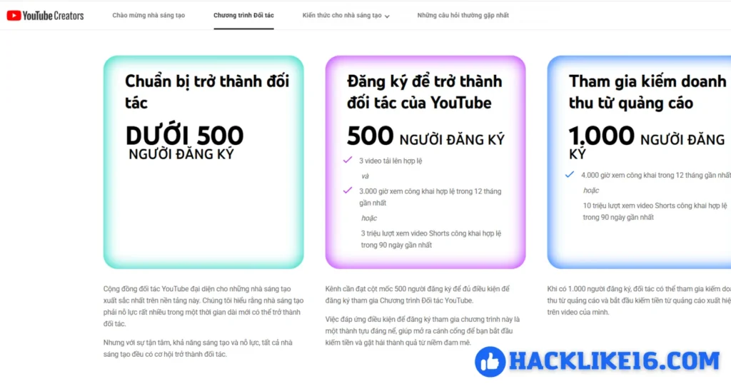 dieu kien bat kiem tien youtube doi tac