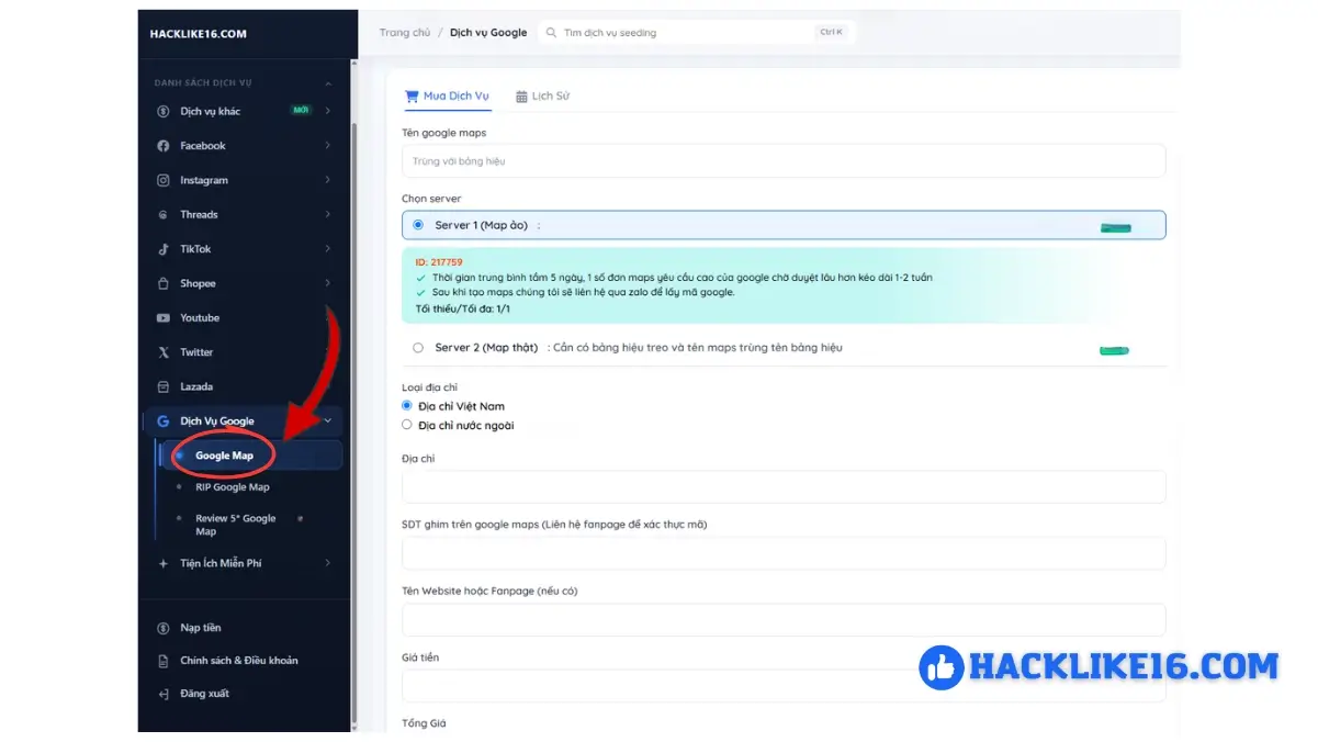 Tạo Google Maps Theo Yêu Cầu: Lên & Xác Minh Địa Điểm huong-dan-dung-dich-vu-tao-google-maps-tai-hacklike16-com